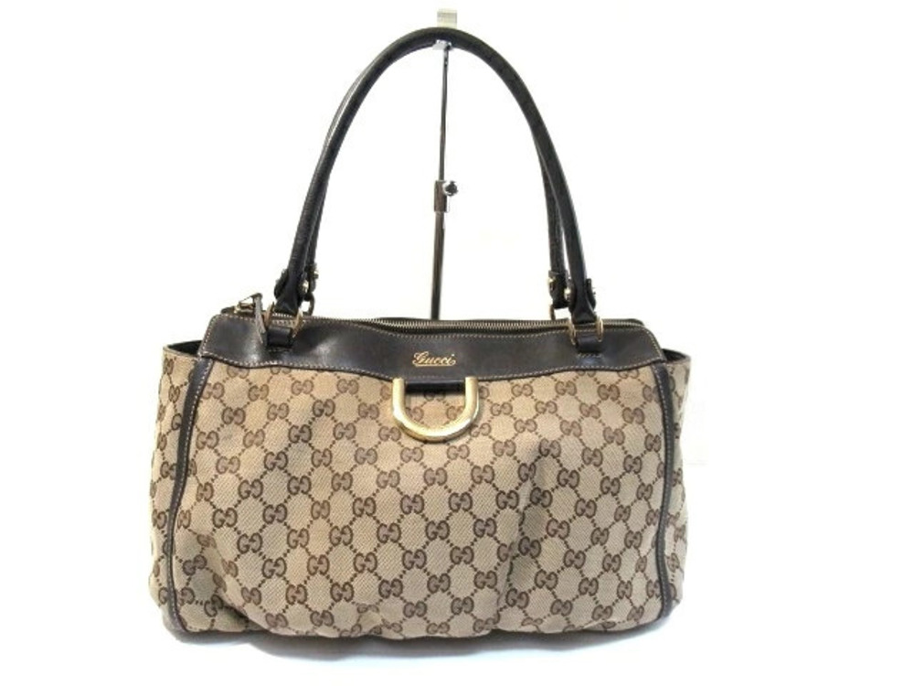 Gucci Bag Tote Abbey Canvas Brown Beige Cream